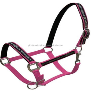 Vente en gros de plusieurs options de couleurs personnalisées Licou de cheval en nylon avec accessoires réglables en alliage de zinc - Product Image 3