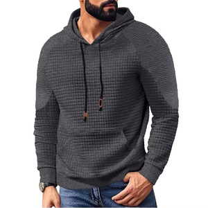 Sweat-shirt à capuche surdimensionné en tricot pour homme avec poche kangourou, en coton texturé et laine, personnalisé - Product Image 1