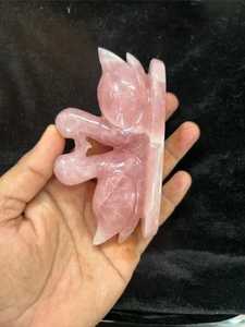 Figura de Cisne de Cuarzo Rosa con Corazón Tallado a Mano, Decoración para el Hogar con Temática de Amor, Estilo Animal - Product Image 2