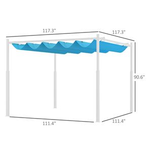 Pergola Moderna Retrattile 3x3m con Tenda UPF30+ Blu, Palo in Metallo per Esterni con Fissaggio Magnetico per Villa, Cortile, Parco - Product Image 3