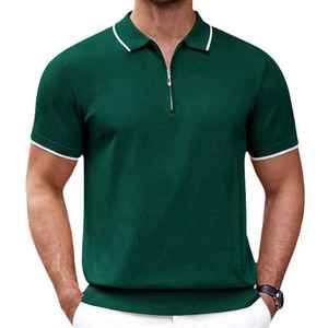 T-shirt Polo Homme à Col Zippé Manches Courtes Été 2025 – Collection Été Homme en Gros 100 % Coton Motif Uni - Product Image 1