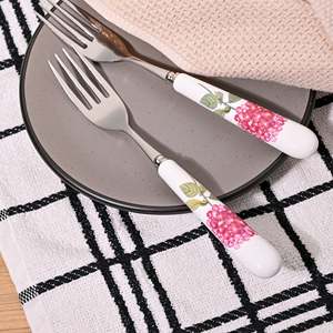 Hydrangea Bloom Ceramic-Handled Disposable <b>Forks</b> Set of 2-for Home or Restaurant Versatile for Dinners Fruits or Desserts - Product Image 4