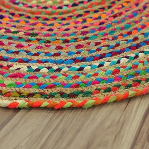 Tapis rond en jute et coton de qualité supérieure, tapis tissé élégant pour la maison, le salon et la chambre, disponible au meilleur prix - Product Image 4