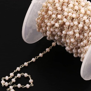 Cadena de Rosario de Perlas Hidrofílicas de Piedra Lunar Melocotón, 3MM 3.5MM, Rollo de Cadena de Perlas Rondelle Bañadas en Plata, 3-50 Pies, Precio al por Mayor, Joyería a Granel - Product Image 5