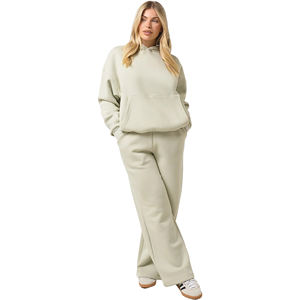Conjunto de Sudadera con Capucha y Pantalones para Mujer, Chándal de Felpa 100% Algodón, Lavado Ácido, Estampado, Ecológico, Color Marrón, Ajuste Holgado 2 - Product Image 6