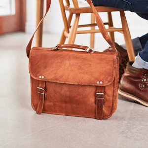 Porte-documents de luxe vintage en cuir véritable pleine fleur pour homme - Sac de travail professionnel multi-poches - Product Image 4