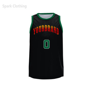<b>Spark</b> Clothing Custom Basketball Jersey Men's Sleeveless Sublimated Print Black <b>Green</b> Mesh Tank <b>Top</b> For Adult - Product Image 4