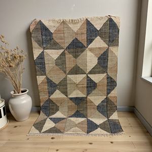 Alfombra Tejida a Mano de Yute y Algodón Natural - Alfombra Moderna Abstracta de Tejido Plano Kilim, Apta para Mascotas, Decoración para Sala de Estar, Ecológica - Product Image 1