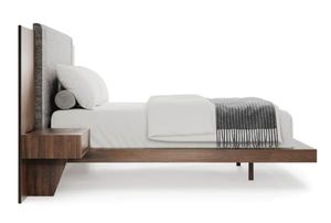 Wholesale Modern <b>Floating</b> Platform Bed with Upholstered Headboard | Minimalist Solid Wood Bed <b>Frame</b> - Product Image 2
