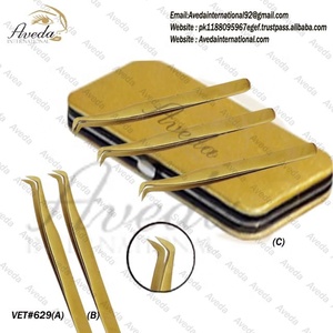 Pincettes professionnelles pour Extension de cils, pinces à épiler, Volume russe, Logo personnalisé, de qualité supérieure, en titane or - Product Image 4