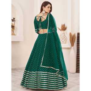 Encantador Lehenga Choli Verde con Lentejuelas y Georgette Semi-Cosido de 2000g con Dupatta - Product Image 4