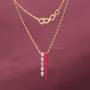 Pendentif en diamant cultivé en laboratoire certifié IGI et émail rouge en or 9 carats |   Collier de bijouterie fine de designer moderne - Product Image 4