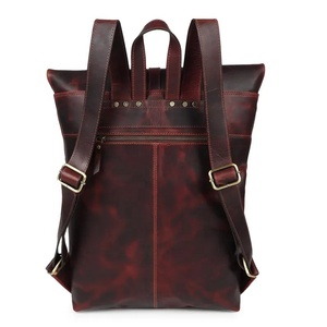 กระเป๋าเป้สะพายหลังหนังแท้แบบม้วนด้านบนสำหรับนักธุรกิจกระเป๋าเป้สะพายหลังสำหรับเดินทางกลางแจ้งกระเป๋าเป้หนังความจุขนาดใหญ่ - Product Image 5