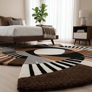 Abstract Geometric Wool Area <b>Rug</b> Modern Hand Tufted <b>Circular</b> Carpet Artistic Living Room Bedroom Decorative Unique Floor Mat <b>Rug</b> - Product Image 6