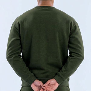 High Quality Men's Solid Color Crew Neck Sweatshirt Regular Fit Long Sleeve Knitted Cotton Casual Pullover Autumn Wear Front <b>Log</b> - Product Image 3