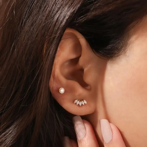 Pendientes de Diamantes Marquise Chapados en Oro de 18k, Diseño de Racimo Graduado, Par de Diamantes Naturales Brillantes, Joyería Fina para Mujer - Product Image 2