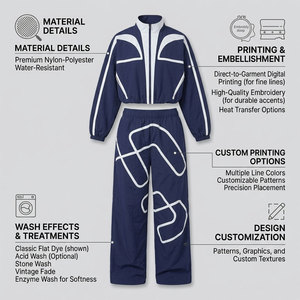 Ensemble de survêtement 2 pièces pour femme, bleu marine uni, à capuche, manches longues, coupe ample, style sportif brodé, toutes saisons, 100 % coton - Product Image 5