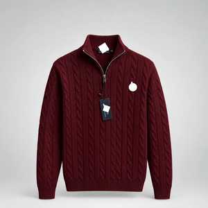 Suéter de punto trenzado de algodón grueso para hombre con cuello de punto y cremallera de un cuarto, ideal para uso casual de invierno en la oficina. - Product Image 4