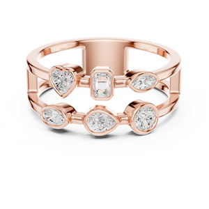 Luxury Multi Shape Open <b>Band</b> <b>Ring</b> for Women Rose Gold Plated Geometric Statement <b>Ring</b> Heart Pear <b>Emerald</b> Oval Crystal Fashion - Product Image 1
