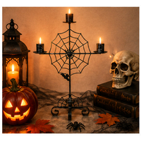 Candelabro de Metal Negro con Diseño de Telaraña para Halloween y Navidad, Portavelas para Velas de Té, Ecológico, Hecho a Mano, para Fiestas de Casas Encantadas