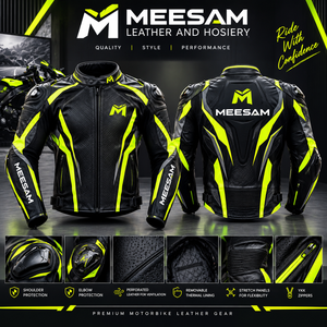 Chaqueta de Motocicleta de Cuero Amarillo, Transpirable y Perforada, con Protección en Hombros y Codos, Cuero de Canguro Premium - Product Image 2