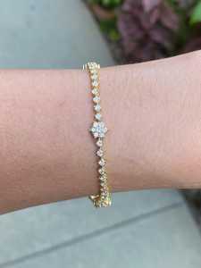 Pulseras de tenis con diamantes cultivados en laboratorio redondos de 2 quilates, oro macizo de 10K, 14K, 18K, engaste de garras, 7 pulgadas, solitario, para novia, uso diario, joyería fina de lujo - Product Image 6
