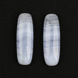 Cabochon en Agate Bleue Naturelle de Qualité Exceptionnelle, 10x30mm, Forme Coussin Allongée, Dos Plat, Calibré, Pierre Précieuse Libre pour Bijoux - Product Image 1
