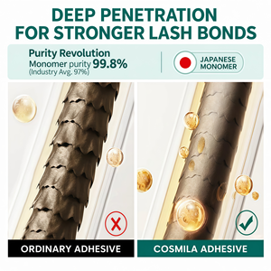 กาวต่อขนตา COSMILA Pro Lash Extension Glue <0.5s 8 สัปดาห์ ติดทนนานทุกสภาพอากาศ ผลิตจากญี่ปุ่น ปราศจากสาร HQ แห้งเร็ว กลิ่นน้อย กันน้ำ 5 มล. สีดำ - Product Image 3