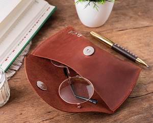 Premium Cowhide Leather <b>Glasses</b> <b>Case</b> Handmade <b>Soft</b> Spectacles Pouch Luxury Slim Sunglasses Cover Leather Bag LGC-0112 - Product Image 3