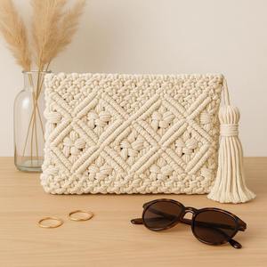Sac à main en macramé avec perles de soie, sac à main en corde nouée, sac à main de soirée durable, taille personnalisée, sac à main pour femmes, vente en gros - Product Image 4