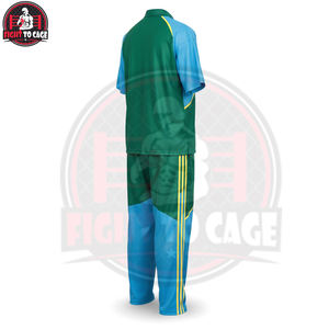 Uniforme de Artes Marciales de Primera Calidad, Duradero, Hecho a Mano, Lavable a Máquina, Último Estilo, Edición Verde Dinámico y Azul Cielo - Product Image 5
