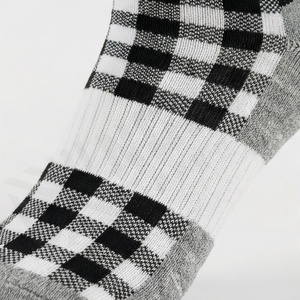 Crew <b>Socks</b> Plaid Pattern Black White Checkered Design Breathable Knitted Adult Casual Daily Wear - Product Image 5