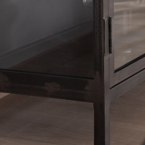 Vandana Autumn Matter Black metal <b>sideboard</b> with glass doors, 4 doors Black Cook - Product Image 6