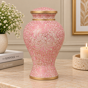 Urne funéraire blanche pour cendres avec motif botanique d'oiseau en vol, effet nacre, pour rangement commémoratif décoratif - Product Image 5