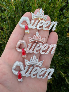 Queen Crown Pendant Charms With Rhinestones Silver Plated Alloy For Women's Hiphop Style Jewelry Gift - Product Image 4