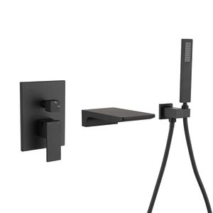 Set Doccia e Rubinetto per Vasca da Bagno a Parete in Stile Moderno Nero Opaco, Suite Sanitaria - Product Image 1