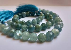 Cuentas redondas facetadas de aguamarina natural AAA de 9-9.5 mm, cuentas de piedras preciosas de aguamarina de 9.5 pulgadas, cuentas de aguamarina azul para joyería - Product Image 6