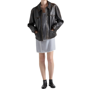 Chaqueta Blusón de Piel de Cabra para Mujer, Diseño de Lujo con Mangas Raglán, Prenda Exterior de Diseñador, Fabricante de Marca Privada Personalizada - Product Image 5