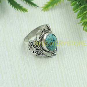 Irine Turquoise Handmade 925 Silver <b>Ring</b> Vintage Boho <b>Statement</b> <b>Ring</b> Natural Gemstone Jewelry Women Gift for Unisex Mom Him Her - Product Image 4