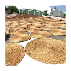 พรมปอกระเจาทรงกลมสไตล์วินเทจ,พรมปูพื้นทำจากใบไม้สานด้วยมือพรมสไตล์โบโฮถักทอมือคุณภาพสูง - Product Image 1