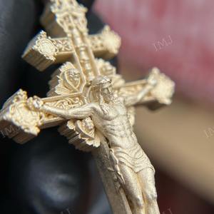 Pendentif Croix 3D Personnalisé, Breloque Religieuse, Testé au Diamant VVS1 D, Moissanite Véritable, Argent 925, Luxe Plaqué Or 18K - Product Image 3