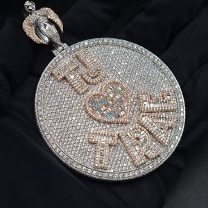 Custom Made Iced Out Hip Hop Pendant Chunky Moissanite Pendant 925 <b>Silver</b> Gold Plated Pendant Custom Two Tone Letter Pendant - Product Image 5