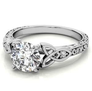 Round Cut Moissanite <b>Solitaire</b> <b>Ring</b> 925 Sterling <b>Silver</b> White Gold Plated Classic Engagement Wedding Bridal <b>Ring</b> Fine Jewelry - Product Image 3