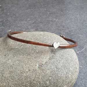 Belladec Handcrafted Red Copper <b>Bangle</b> <b>Bracelet</b> with Heart Charm Minimalist Artisan Jewelry Elegant Daily Wear Gift for Women - Product Image 3