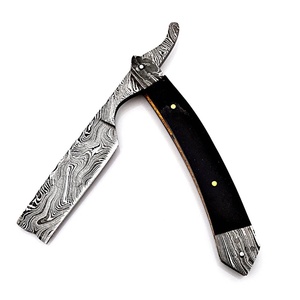 Couteau pliant professionnel en acier Damas avec manche en Micarta et étui en cuir, couteaux de camping utilitaires en gros A&M Enterprises - Product Image 5