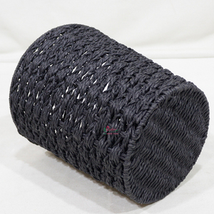 Handmade Black Round Paper <b>Rope</b> <b>Basket</b> Eco-Friendly Sustainable Minimalist Design Home Decor Multifunctional <b>Storage</b> Container - Product Image 4
