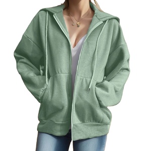 Mode femmes solide à manches longues sweats à capuche fermeture éclair ample surdimensionné sweats pulls décontractés saison d'hiver XS tricoté à capuche - Product Image 4