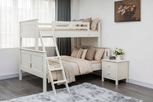 Modern Design Solid Rubber Wood Twin-Full Size <b>Bunk</b> <b>Bed</b> High Quality <b>White</b> Bedroom Furniture P.D.T Brand Stackable - Product Image 5