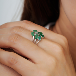 Best Selling Oval Cut 100% Authentic <b>Emerald</b> Gemstone Multi Shank 925 Sterling <b>Silver</b> <b>Ring</b> For Women Fine Jewelry Accessories - Product Image 2