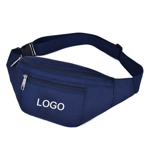 Sac banane bleu marine durable pour homme, sac de taille imperméable avec sangle réglable et trois compartiments zippés - Product Image 1